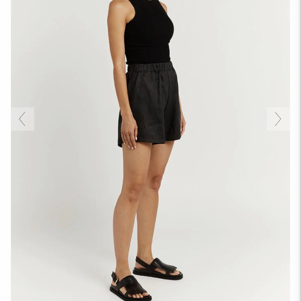 Dissh Black Linen Shorts